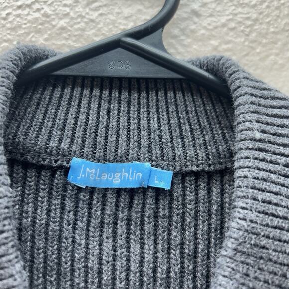 J. McLaughlin Jacket Womens SZ L Gray Full Zip Long Sleeve Ribbed Quilted Bomber - Picture 2 of 6